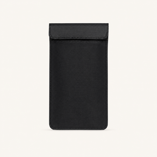 ELEROI Phone Shield Sleeve in black, standing upright